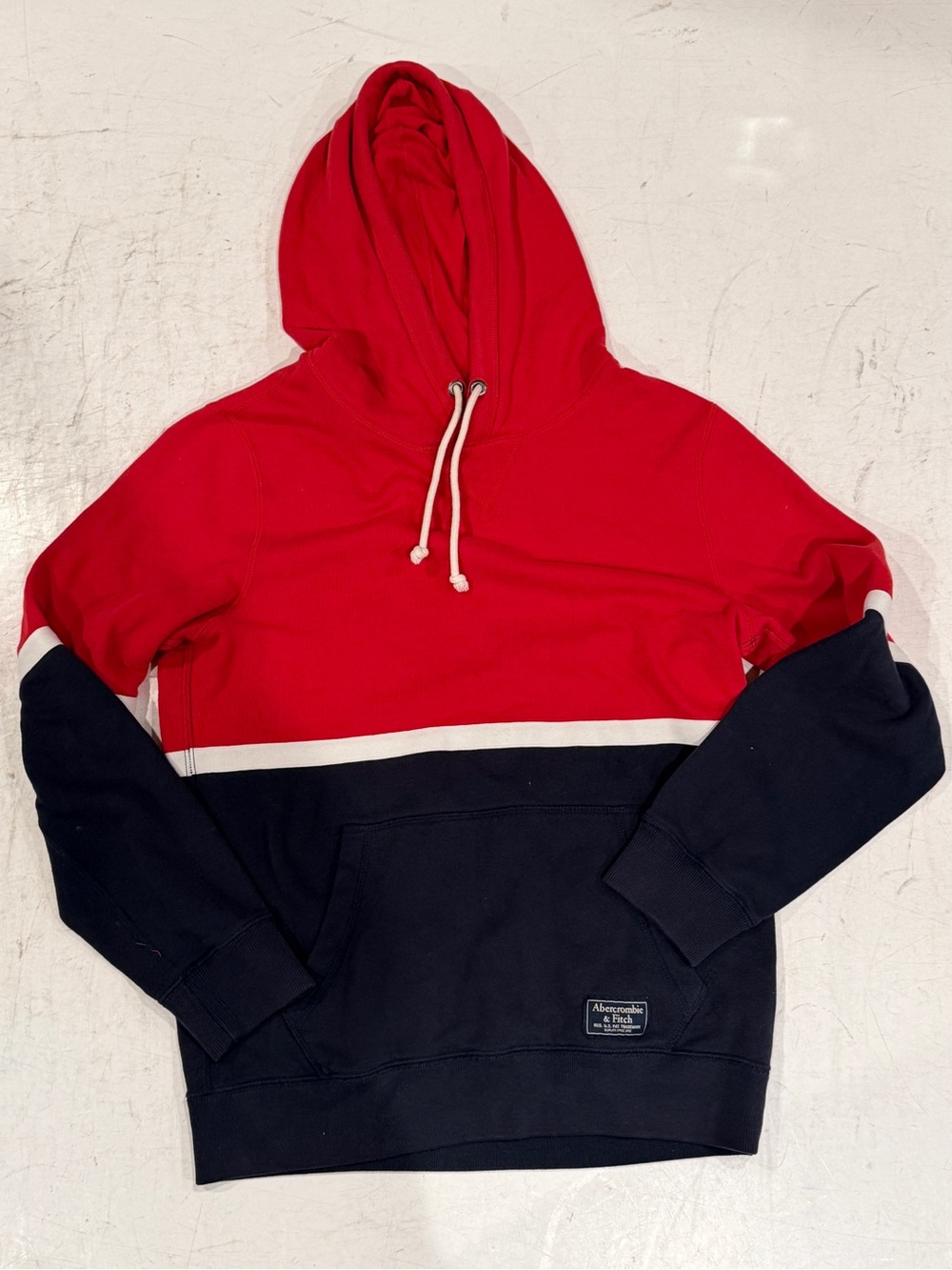 Abercrombie & Fitch "Soft A&F Fleece" Colorblock Pullover Hoodie Sz Xsmall
